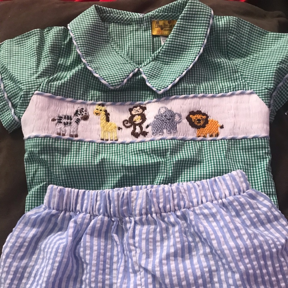 Boys Animal Smock short set